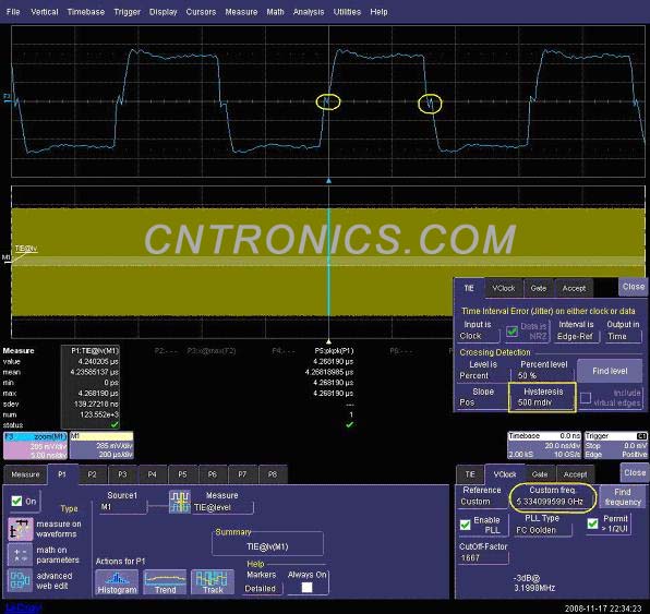 圖三 使用TIE的缺省設(shè)置，Hysteresis值為500mdiv 