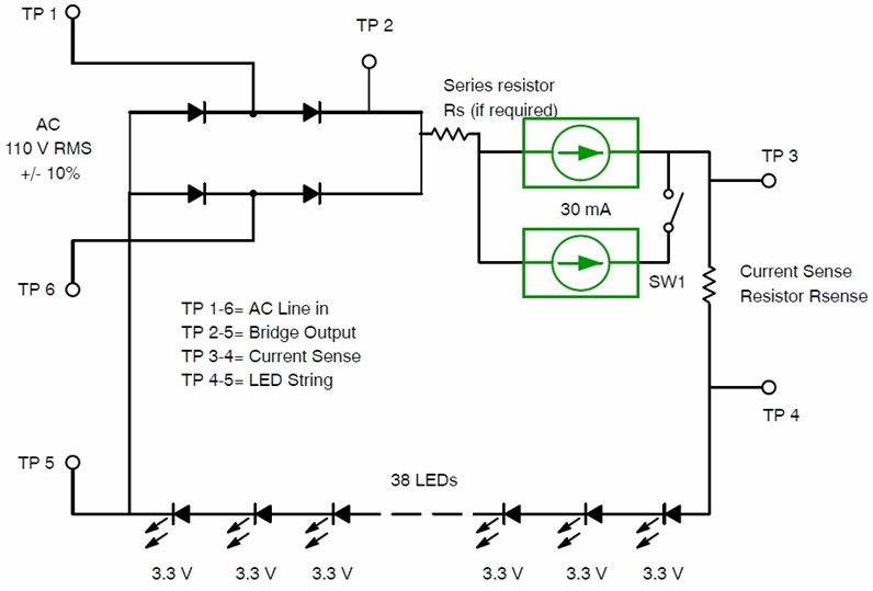 圖3：CCR用于直接交流供電LED照明應(yīng)用的電路圖