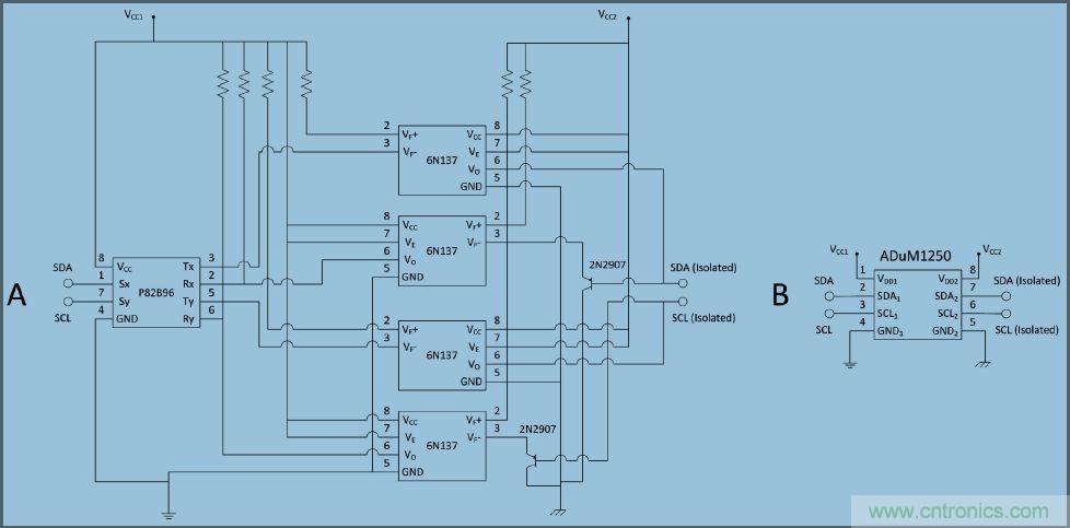 I2C緩沖器和4個光耦合器與單片IC