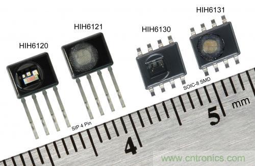 圖2：霍尼韋爾HumidIcon數(shù)字式溫濕度傳感器在單一小型封裝內(nèi)集成兩大功能，能在2.3Vdc低電壓下運(yùn)行