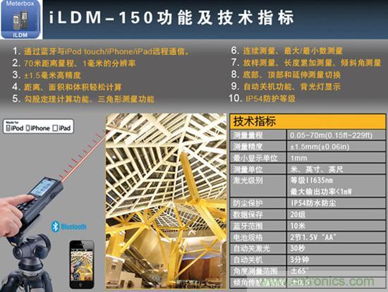 全球首款移動(dòng)終端智能激光測距儀iLDM-150