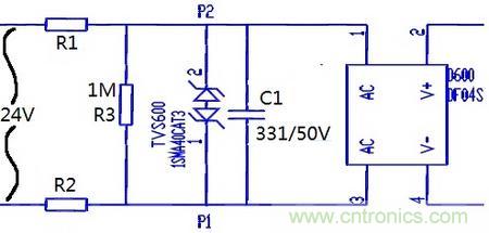 案例1：輸入端24V波動，R1和R2常被燒壞。
