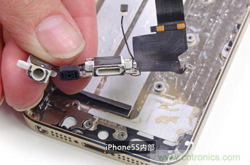 土豪金iPhone 5S拆解：內(nèi)部結(jié)構(gòu)升級(jí)，維修難度增加