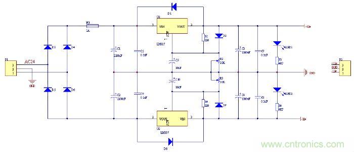 雙電源電路設(shè)計(jì)的原理圖