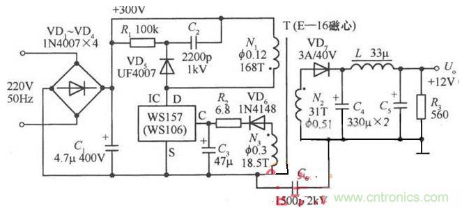 一款12V的單片開關(guān)穩(wěn)壓電源電路設(shè)計 