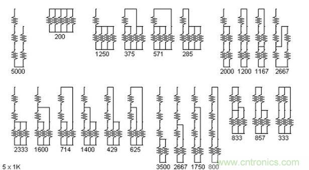 5個(gè)電阻我想出了23種組合。還有其它組合嗎？
