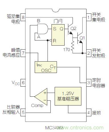 圖2：MC34063是該電路核心。