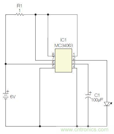 圖1：閃光燈標電路圖。