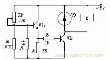 光敏電阻式光控開關典型應用電路解析