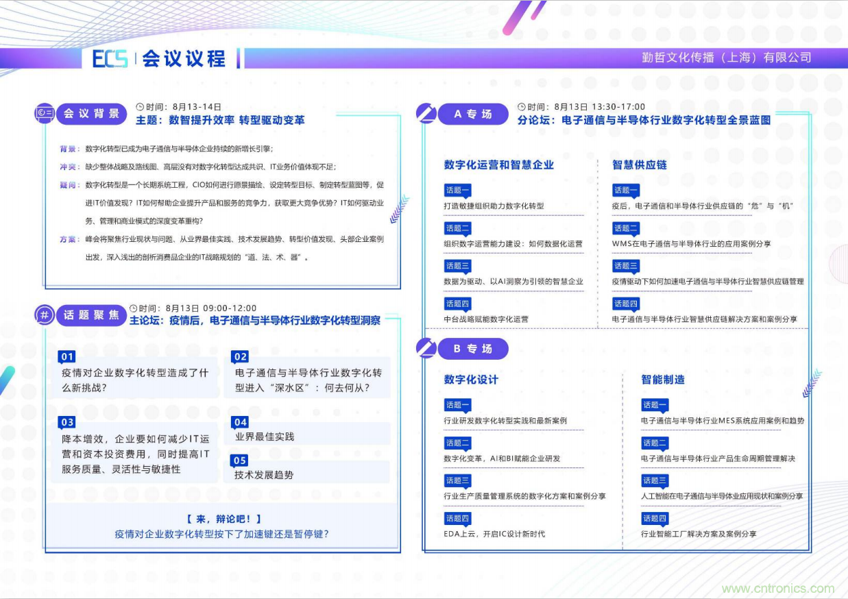 ECS 2020|第二屆中國電子通信與半導(dǎo)體CIO峰會正式啟動！