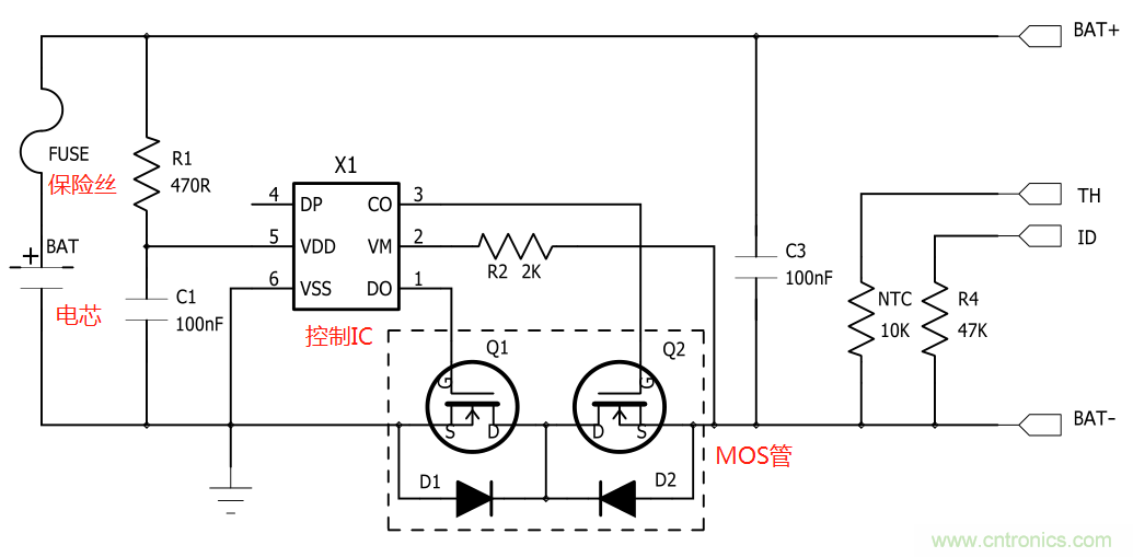 鋰電池保護(hù)電路的工作原理